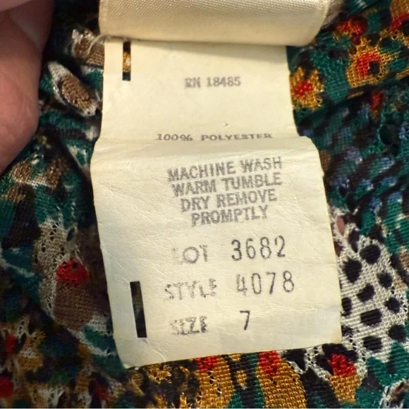 Vintage 70s Jody T of California Mesh Lace Black Floral Midi Wrap Dress size 7 - Picture 9 of 14